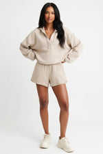 Draped Wide Leg Loungewear Pants — Apricot