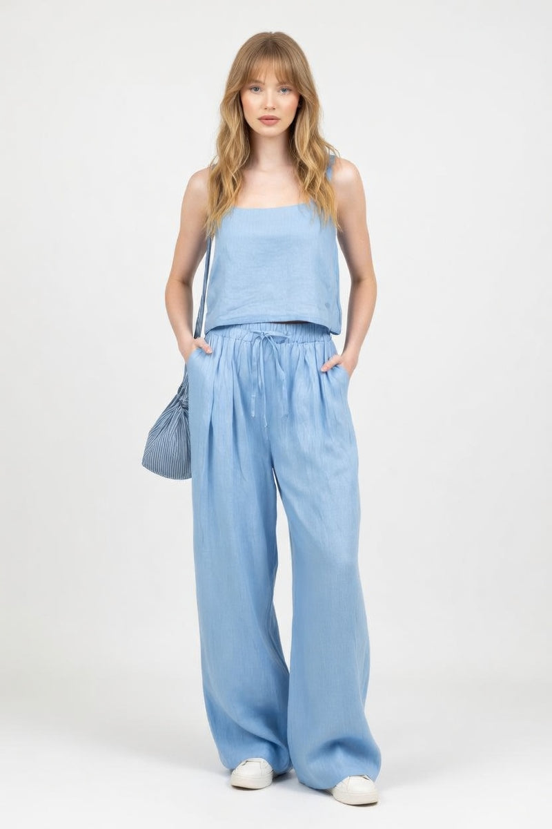 Halter Top & Wide Leg Trouser Co-ord — front view