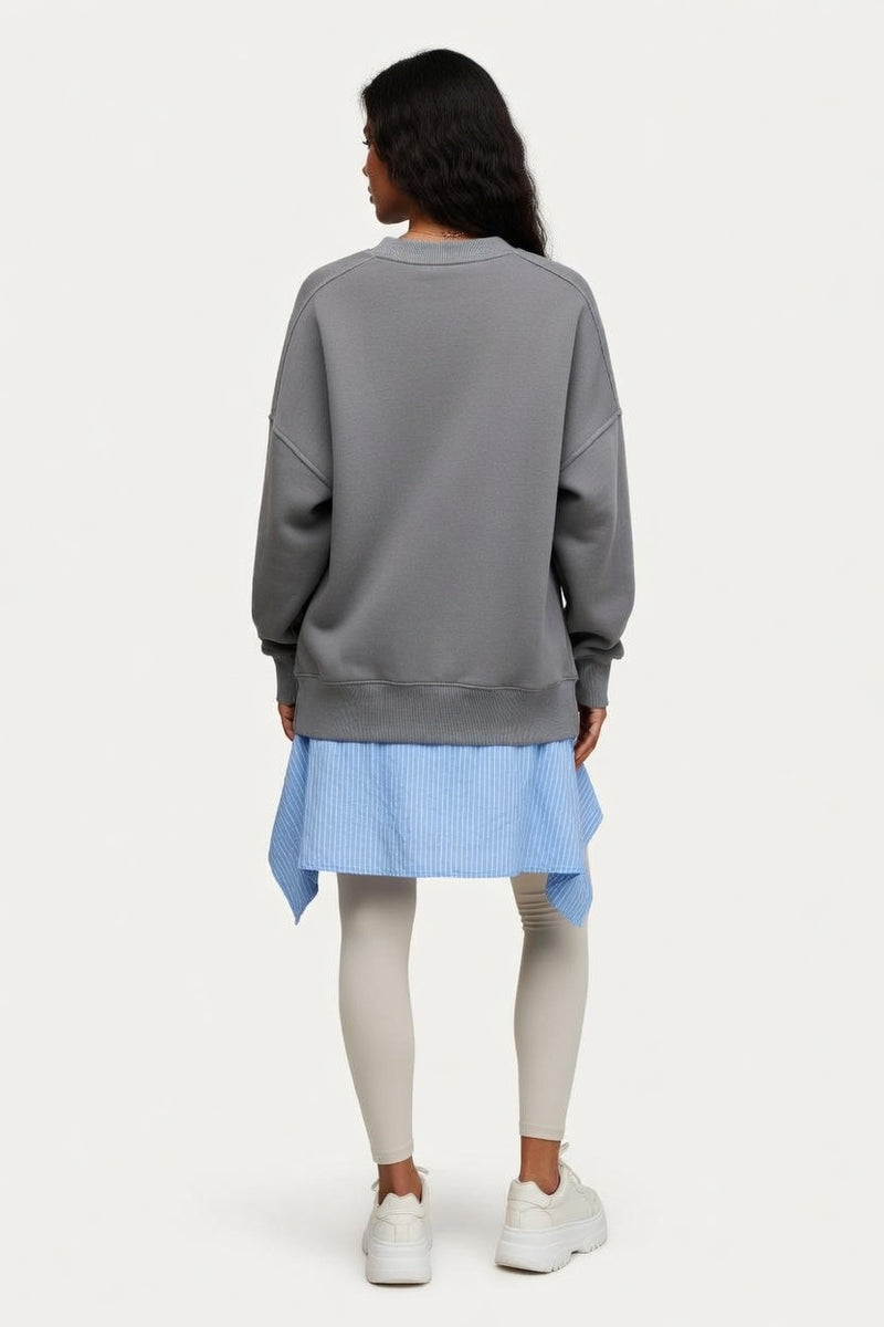 Round Neck Cotton Sweatshirt — back view