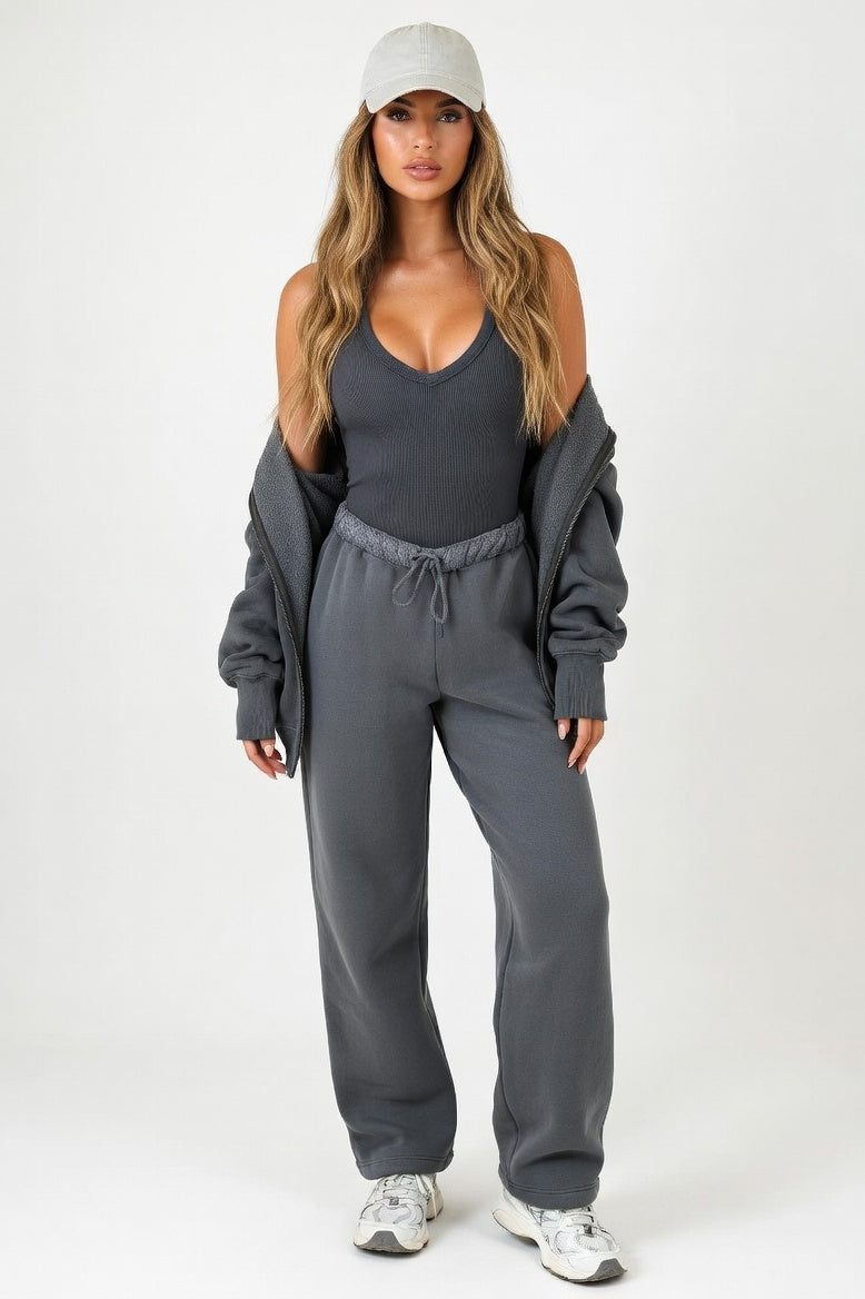 Ribbed Knit Vest — Dark Grey