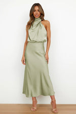 Satin Slip Dress — Light Green — colour variant