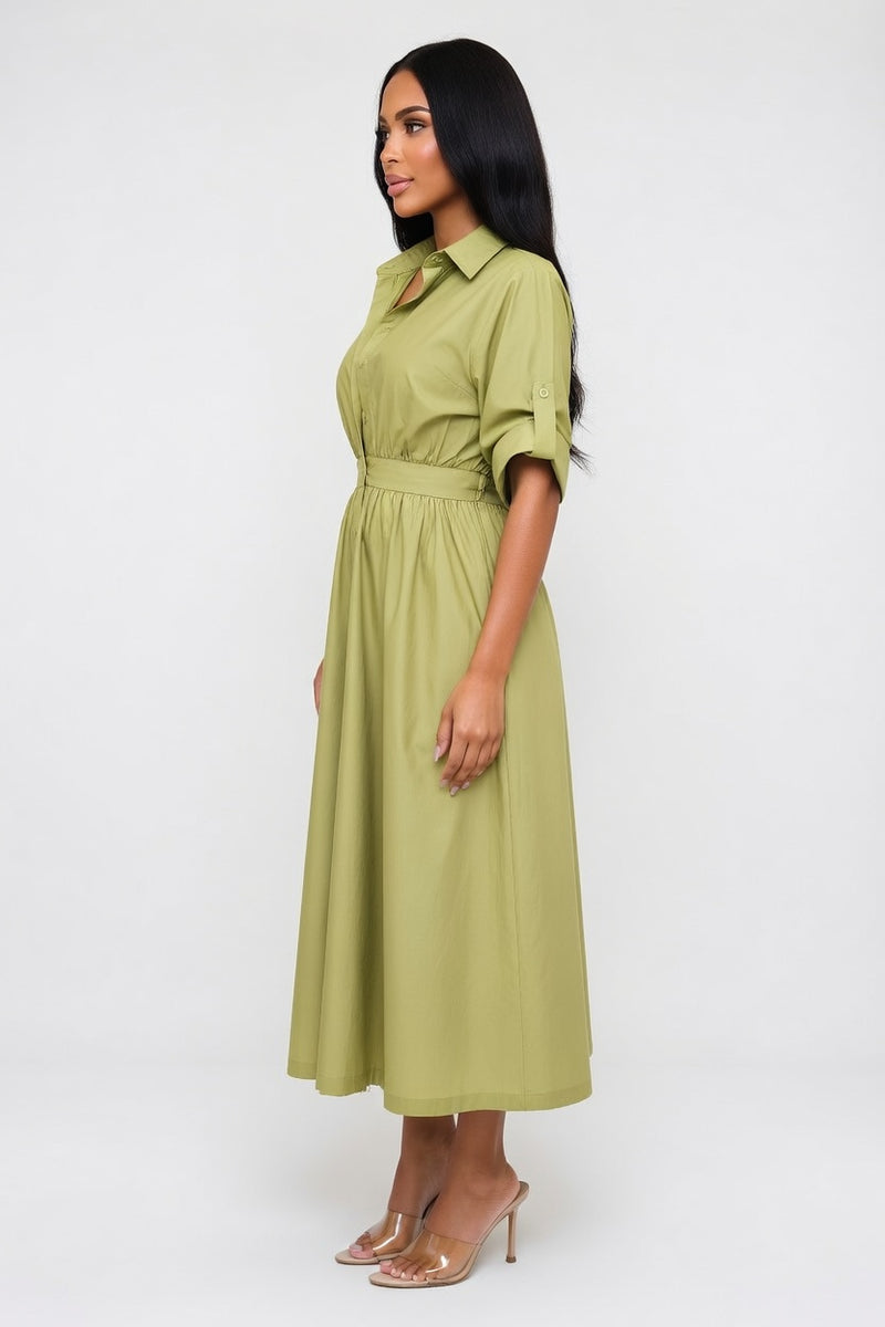 Belted Shirt Dress — side view