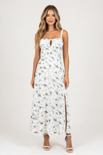 Printed Strappy Midi Dress — Green