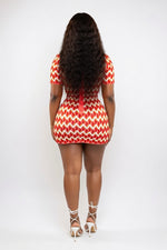 Striped V-Neck Shirt Dress — back view