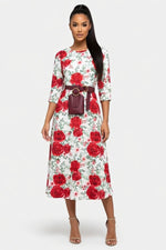 Chiffon Floral Maxi Dress — Large Red Floral