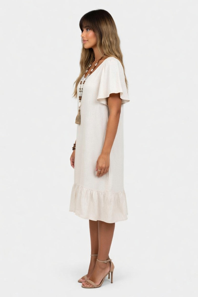 Double Layer Cotton Linen Dress — side view