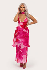 V-Neck Printed Halter Dress — front view