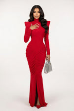 High Neck Backless Pleated Dress — front view