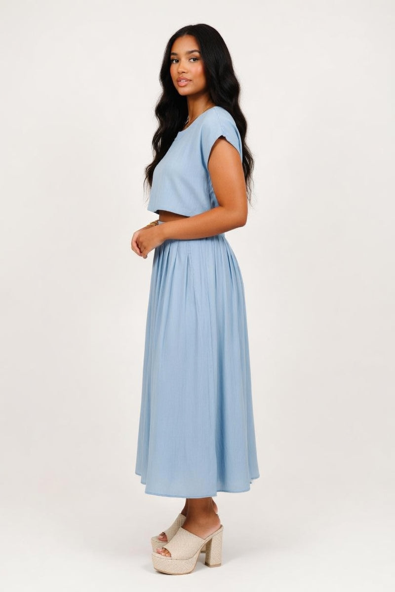 Crop Top & Pleated Midi Skirt Co-ord — side view
