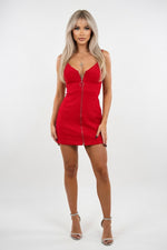 Ring Zip Halter Mini Dress — front view