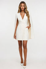 Cape Dress with Double-Breasted Detail — front view