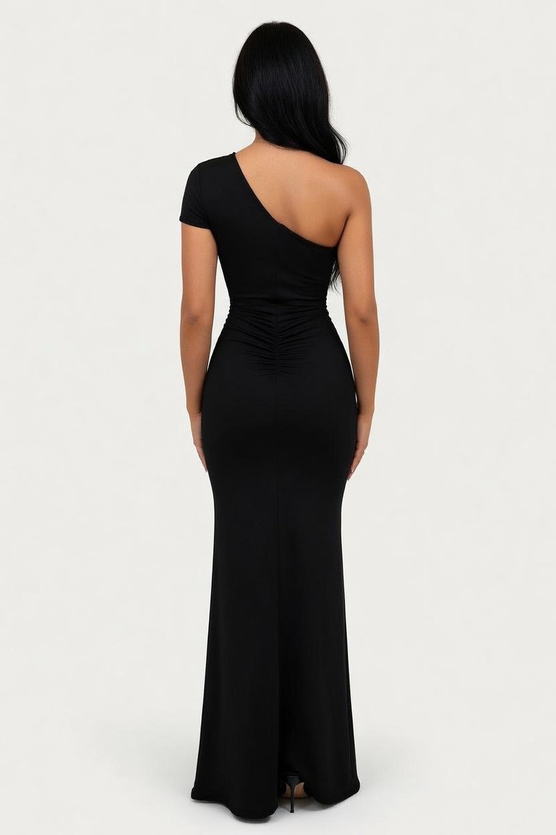 Off Shoulder Pleated Mini Dress — back view