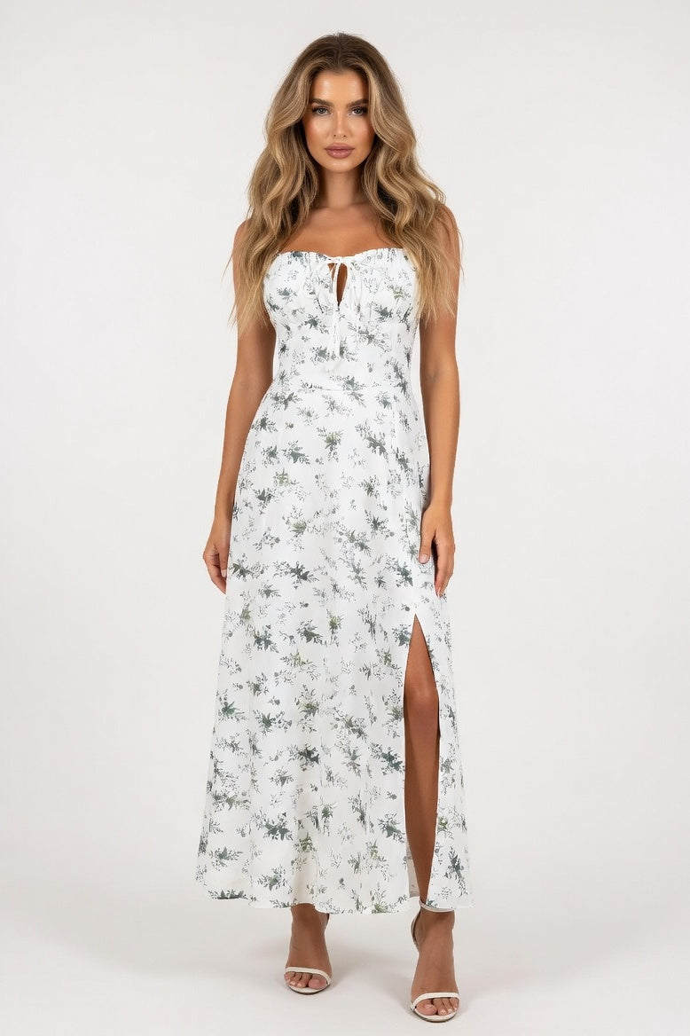 Printed Halter Dress — Green