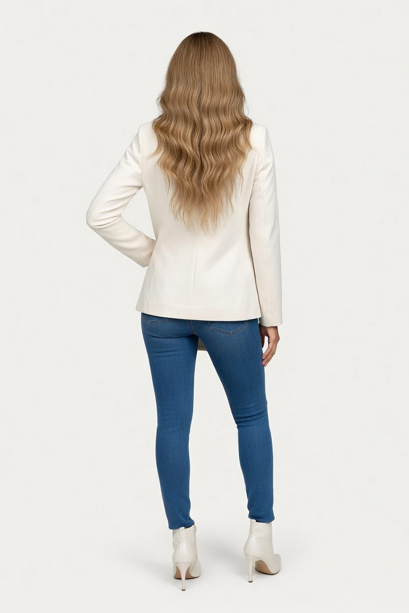 Lapel Woolen Coat — back view