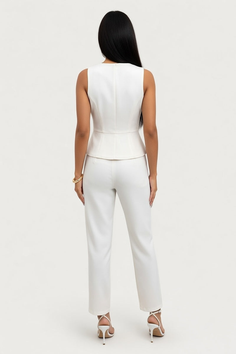 Sleeveless Vest & High-Waisted Trousers Co-ord — back view