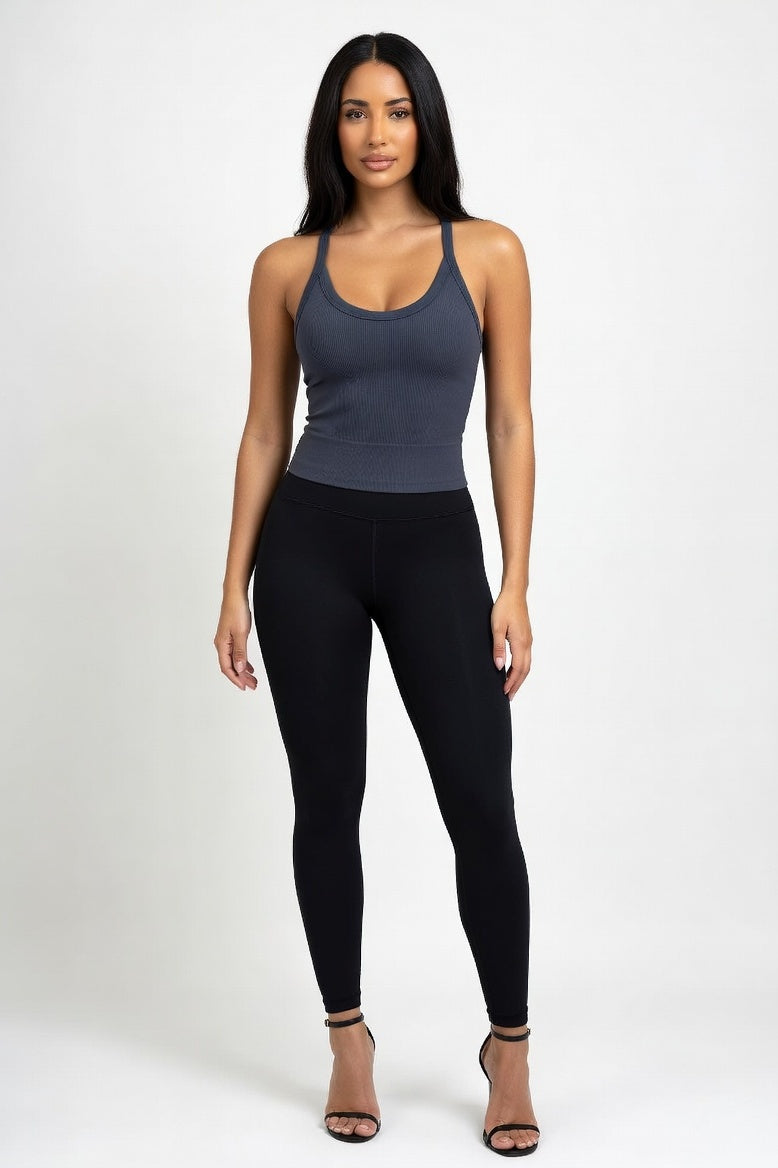 Ribbed Knit Vest — Dark Grey
