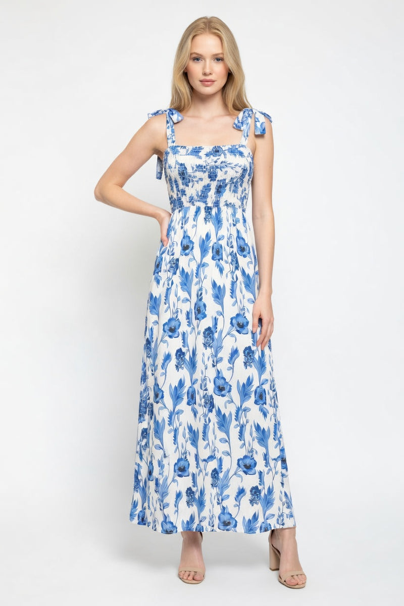 Printed Halter Maxi Dress — front view