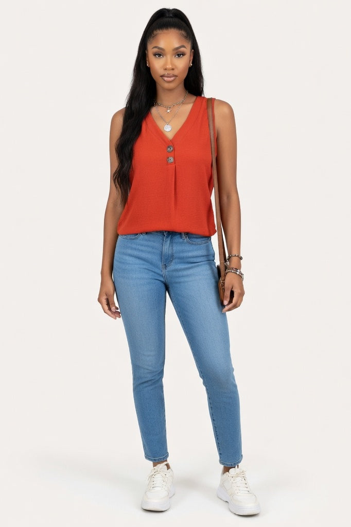 Solid Cami Top — Orange Red