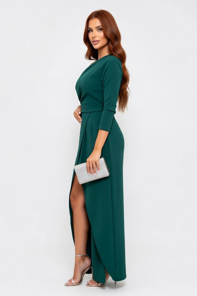 One Shoulder Pleated Wide Leg Jumpsuit — side view
