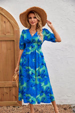 Printed Midi Dress — Blue — colour variant