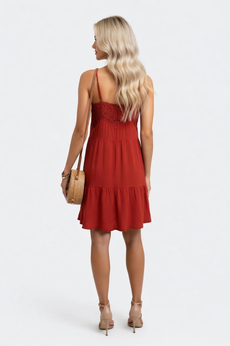 Lace Halterneck A-Line Dress — back view