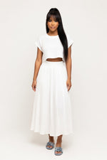 Crop Top & Pleated Midi Skirt Co-ord — Ivory