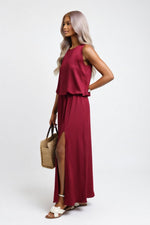 Modal Halter Split Midi Dress — side view