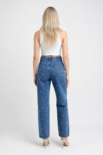 Beaded Denim Jeans — back view