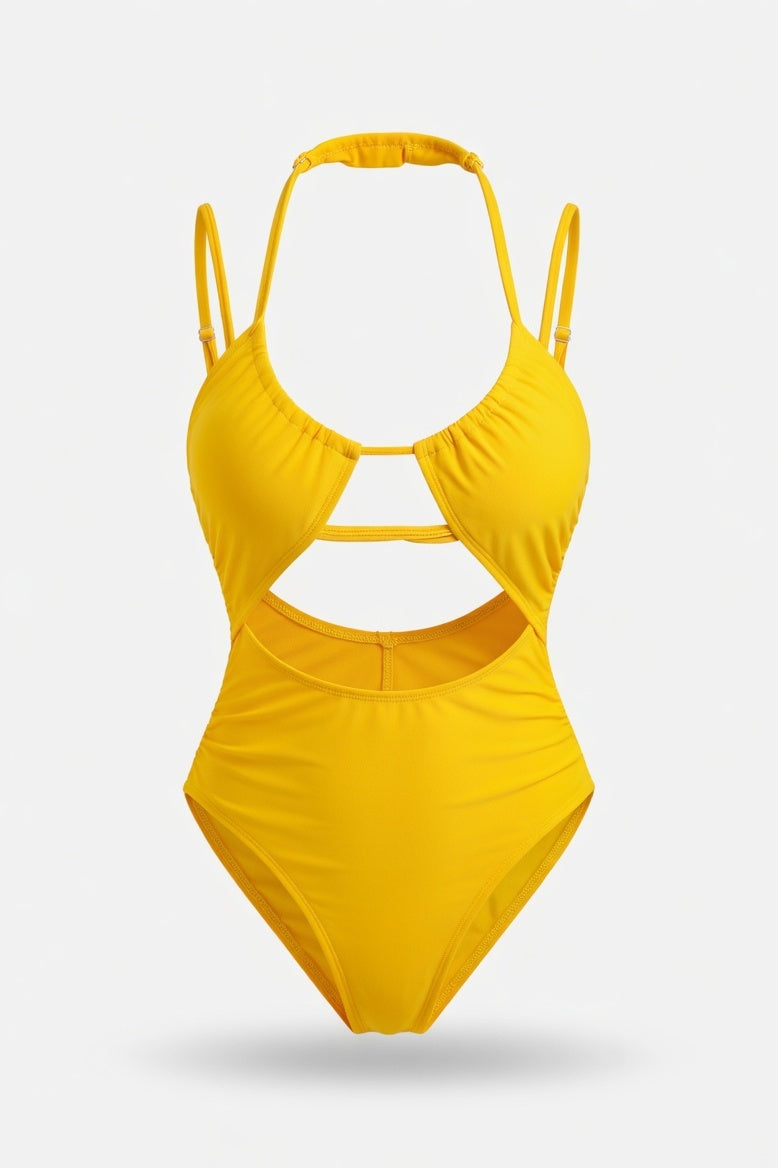 Sculpting One-Piece Swimsuit — Yellow