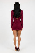 Deep V Pleated Mini Dress — back view