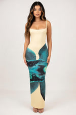 Printed Halter Dress — front view