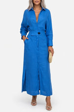 Belted Maxi Dress — Blue