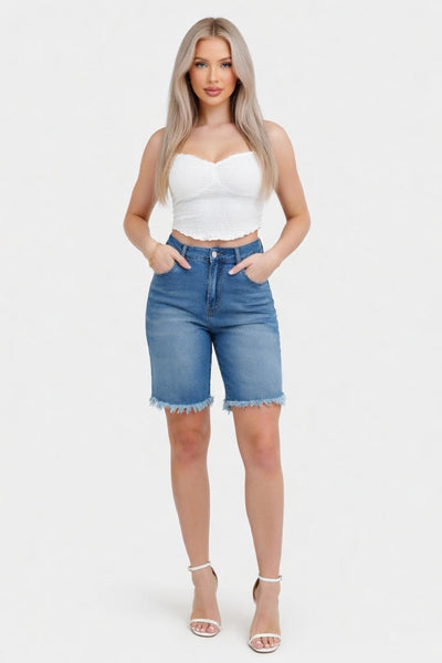 Raw Edge Straight Cut Denim Jeans