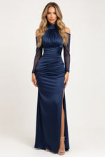 Draped Fishtail Dress — Grey