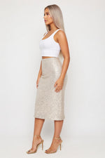 Sequin High-Waist Midi Skirt — side view