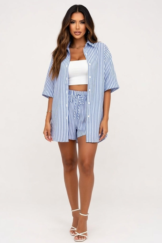 Striped Co-ord Set — Blue