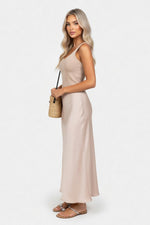 High-Waisted Satin Midi Skirt — side view