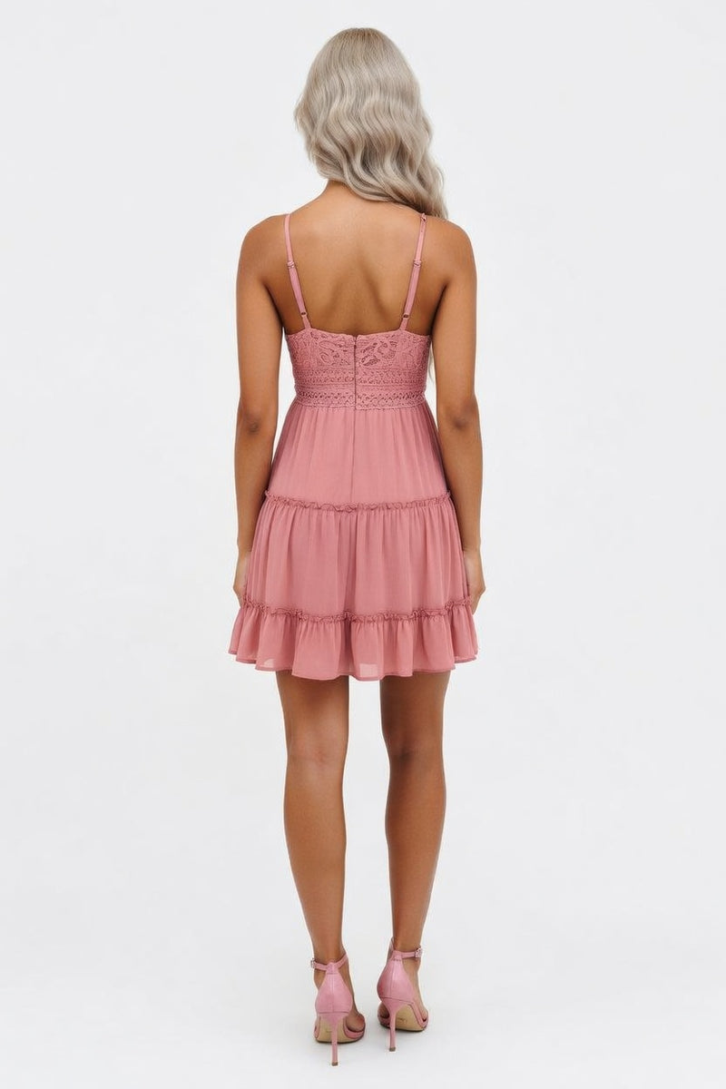 Lace Halter Dress — back view