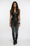 PU Backless Crop Vest