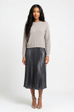 Knit Pleated Hybrid Dress — Khaki