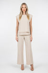 Knitted Co-ord Set Sleeveless Vest + Wide Leg Trousers