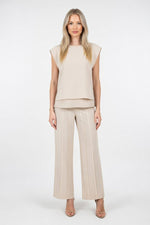 Knitted Co-ord Set Sleeveless Vest + Wide Leg Trousers — front view