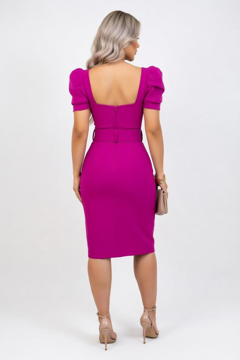 Square Neck Bodycon Dress — back view