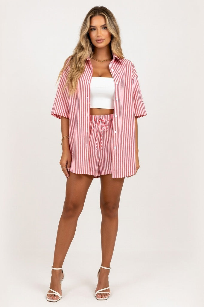 Striped Co-ord Set — Red
