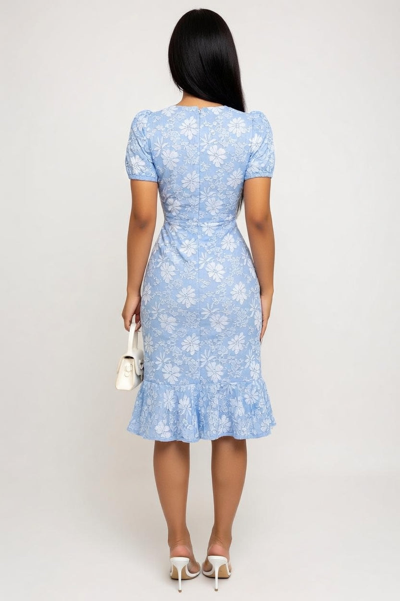 Jacquard Mermaid Midi Dress — back view