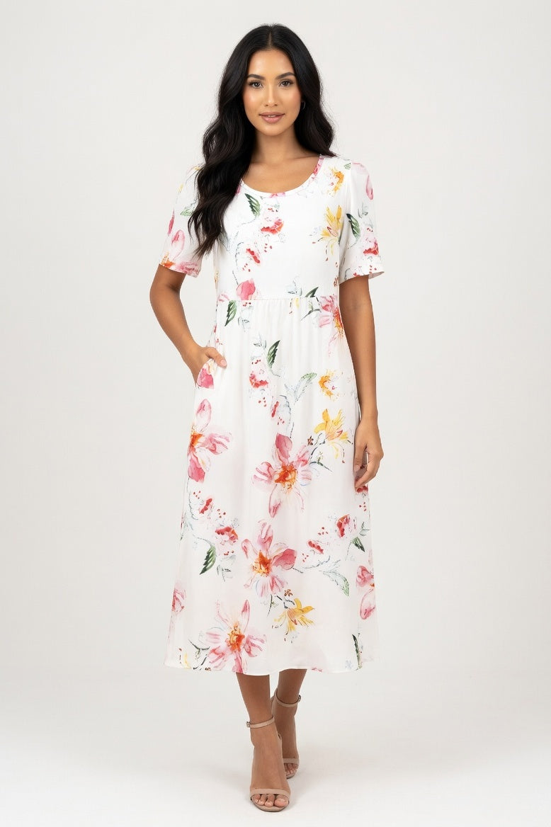 Round Neck Printed Dress — Print 5