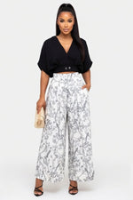 Printed Wide-Leg Co-ord Set — Black
