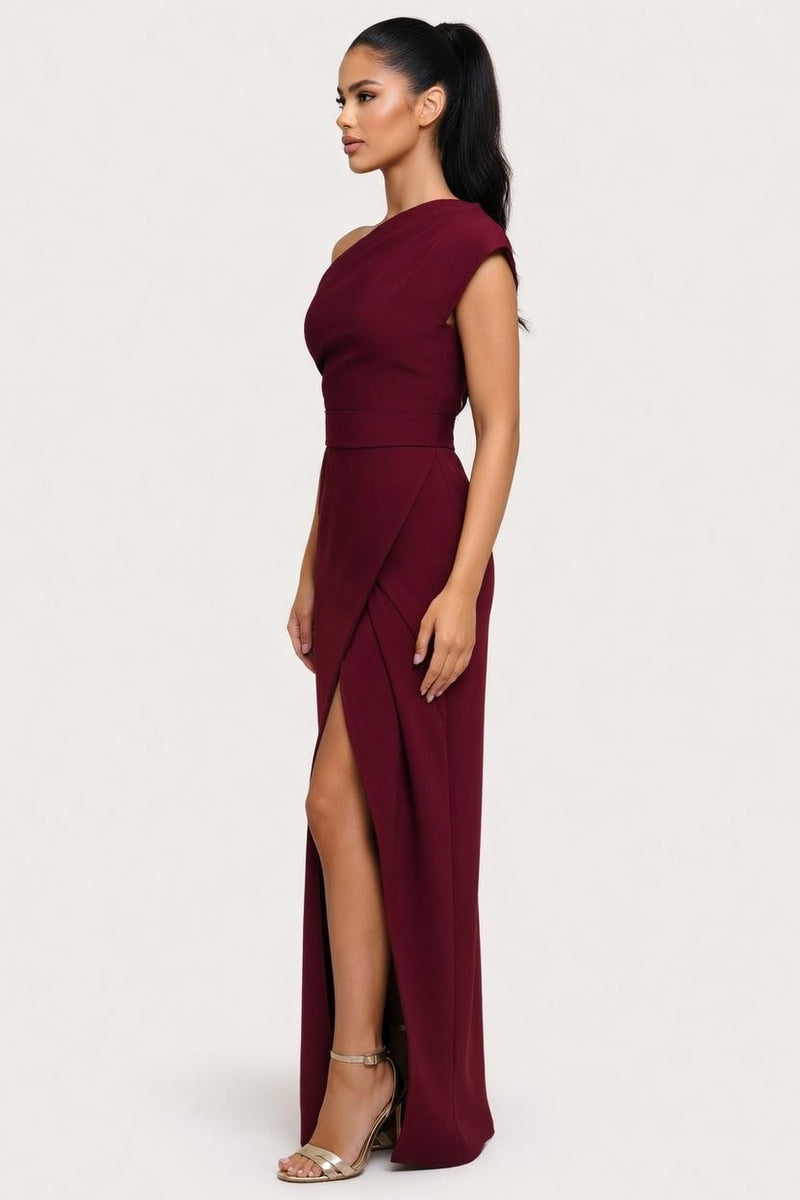 One Shoulder Split Dress — side view
