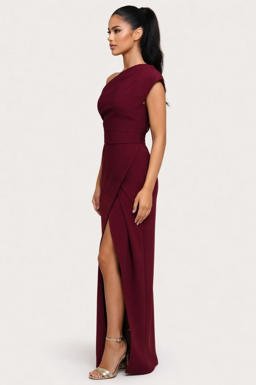 One Shoulder Split Dress — side view