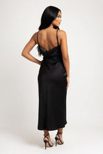 Satin Slip Dress with Side Slit — back view